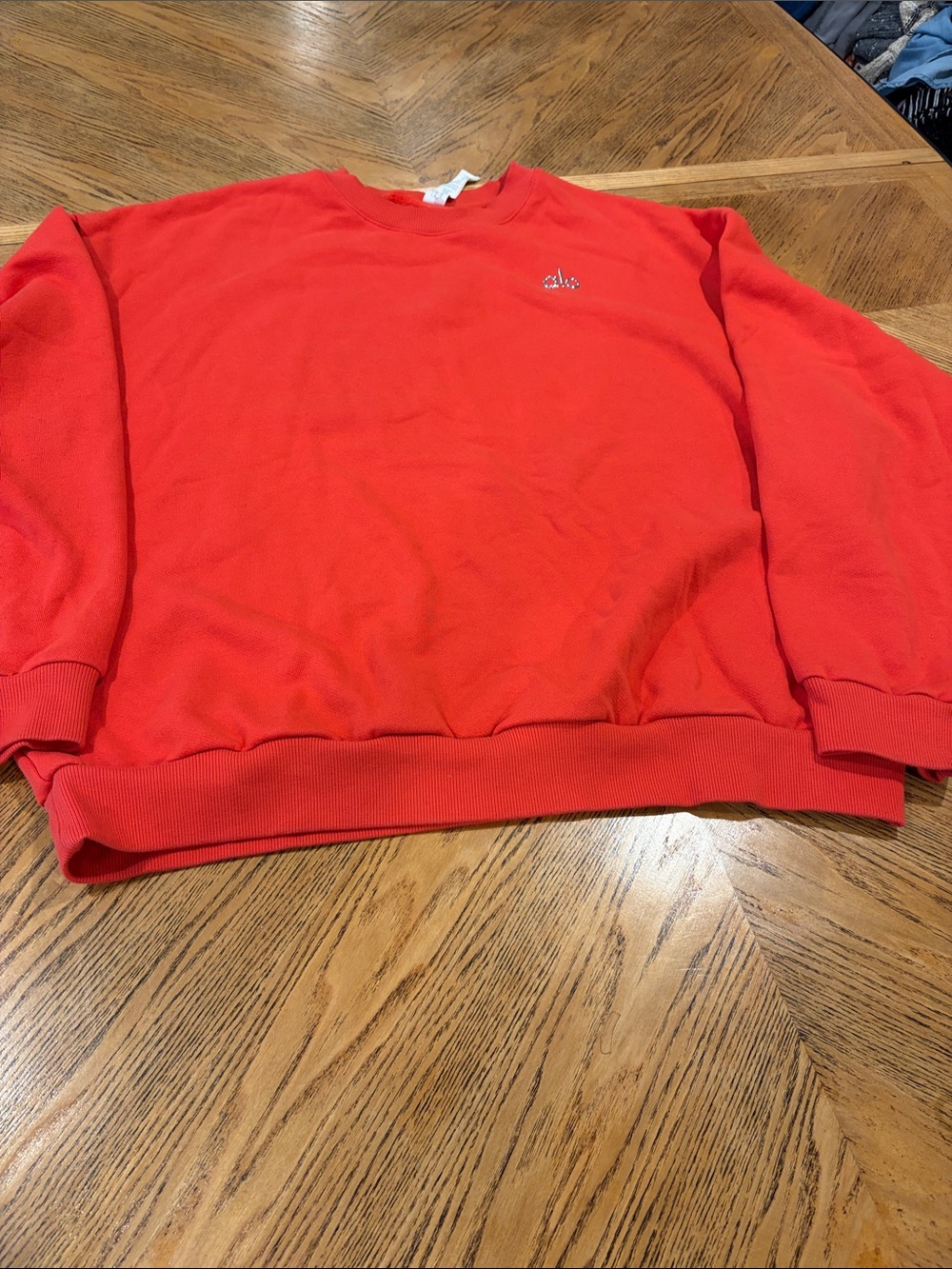Alo Yoga Red Accolade Crew Neck Pullover Oversized Sweatshirt Large - Picture 14 of 15